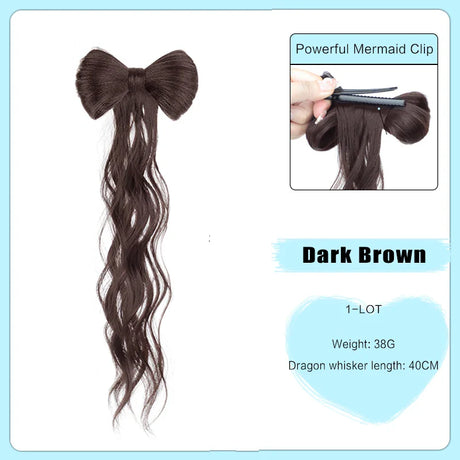 FORLISEE Bowknot Half-tie High Ponytail Wig Clip Hair Bag Meatball Head Hanfu Braid Wig Braid Ponytail