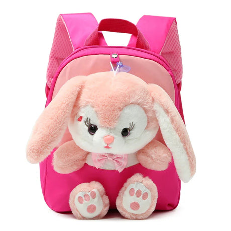 Plush 3D Rabbit Backpack for Boys Girls Kids Children SchoolBag Cute Bow Tie Cartoon School Bags Kindergarten Preschool Baby Bag