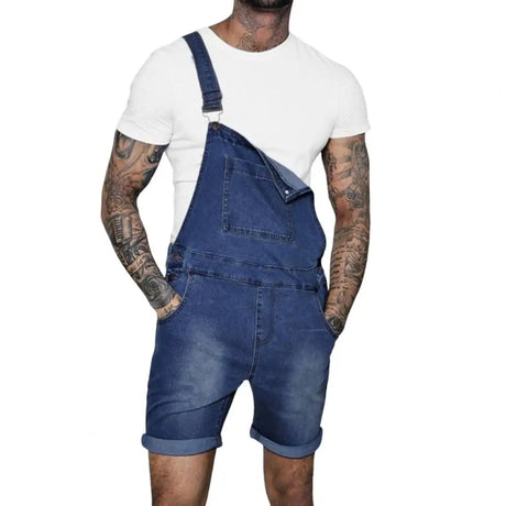 Pink Denim Overall Shorts for Men Fashion Hip Hop Streetwear Mens Jeans Overall Shorts Plus Size Summer Short Jean Jumpsuits