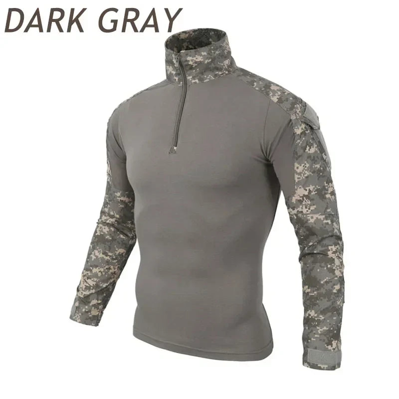 Combat Uniform Shirt Camouflage US Asian Size S-3XL Cargo Sport Tops Airsoft Paintball Tactical Men Shirts