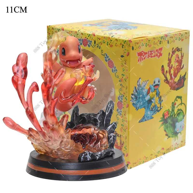 Anime Pokemon Figure Charizard Squirtle Bulbasaur Vulpix Scenes Special Effects Version Figurine Toys PVC Model Collection Dolls