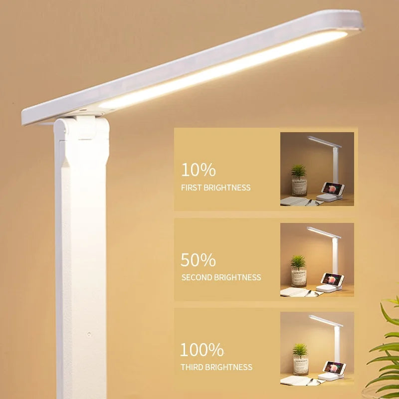 6000mAh LED Table Lamp USB Chargeable 3 Color Stepless Dimmable Desk Lamp Touch Foldable Eye Protection Reading Night Light 2022