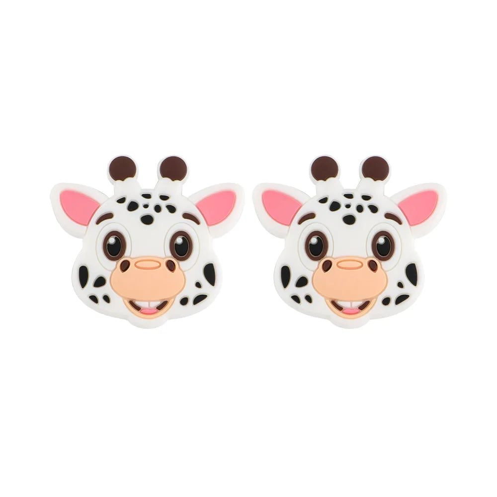 5/10 Pieces Brand New Giraffe Head Silicone Animal Beads Food Grade DIY Pacifier Chain Accessories Baby Toys BPA Free