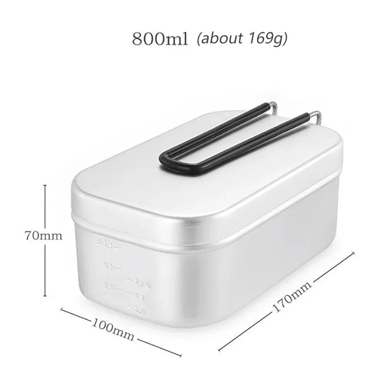 Outdoor Camping Tableware Aluminum Tourist Lunch Box Portable Mess Tin  BBQ Picnic Cookware Bowl Pan with Lid Equipment