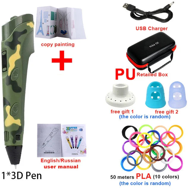 Creative 3D Printing Pen Set for Kids with Travel Case & 50M PLA Filament - Perfect Christmas & Birthday Gift!