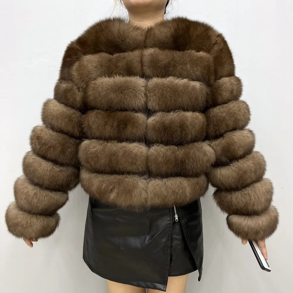 WEFURLENA 2023 New Real Fur Coat  Winter Jacket Women natural large wool fox fur coat Street warm long sleeve detachable vest