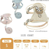 Cute Rabbit Harness Leash Set Bunny Soft Padded Dog Vest Small Puppy Carrier Teddy Bear Cat Collar Little Pet Walking