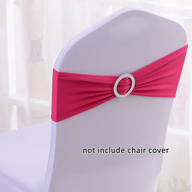 50pcs/lot Stretch Lycra Spandex Chair Covers Bands With Buckle Slider For Wedding Decorations Wholesale Chair Sashes Bow