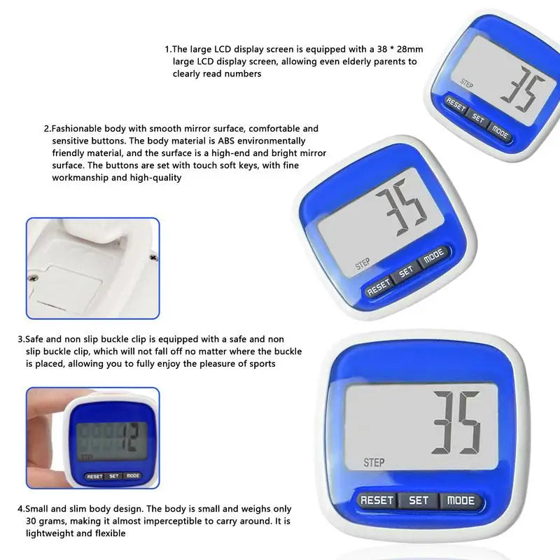 Mini Digital Step Counter Large Screen Smart Electronic Pedometer For Walking Distance Lightweight Design Calorie Counting