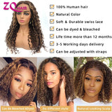 Glueless Highlight Wig Human Hair Curly Ombre Honey Blonde Water Wave 360 13x6 HD Lace Frontal Wigs Human Hair Lace Front Wig