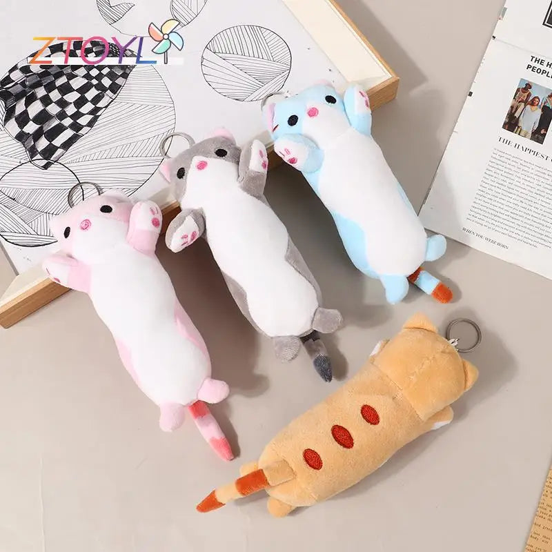 16CM New Long Cat Plush Toy Keychain Cute Cat Doll Bag Pendant Decoration Doll Scratching Machine Brithday Gifts For Girls