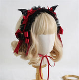 Gothic Black Bat Evil Hairpin Headband Halloween Cosplay Lace Hair Clip Girl Women Lolita Hair Accessories B2281