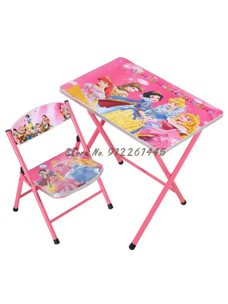 Kindergarten pupils children foldable learning tables and chairs set, writing desk and dining table can be raised and lowered