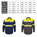 Size S-4XL Summer Outdoor Work Shirts with High Visibility Reflective Stripes Long Sleeve Shirt Sun Protection Two Tone Workwear