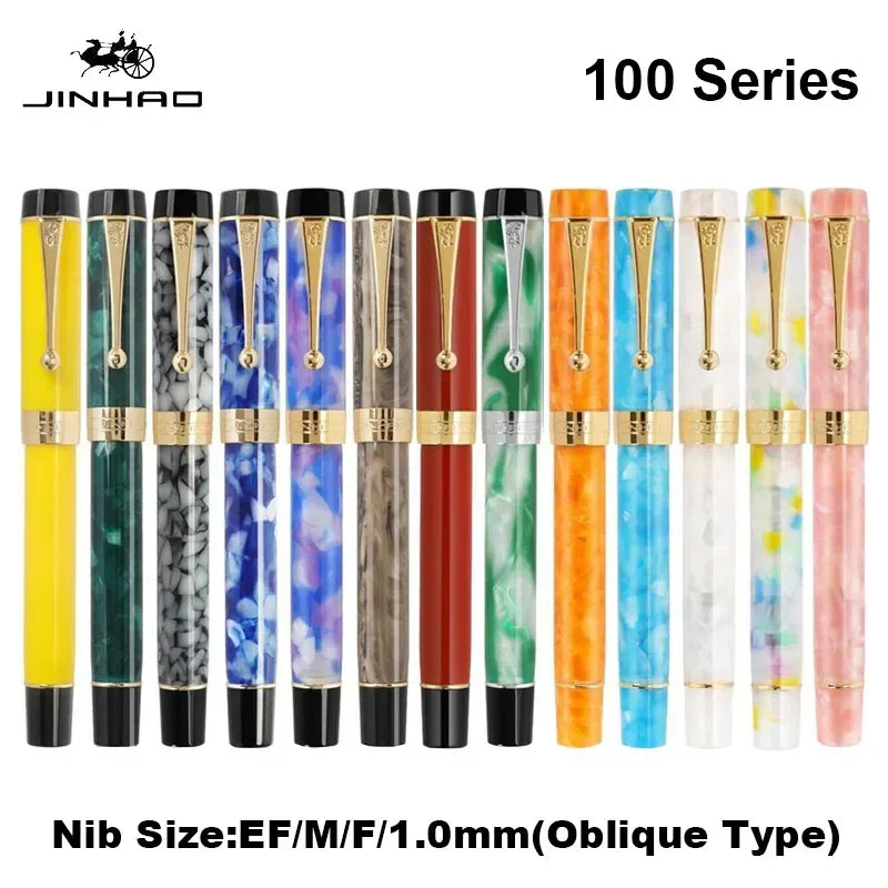 Jinhao 100 Fountain Pen Transparent Color Resin luxury Pens M/F/EF/1.0mm Extra Fine Nib Office School Supplies Stationery Gift