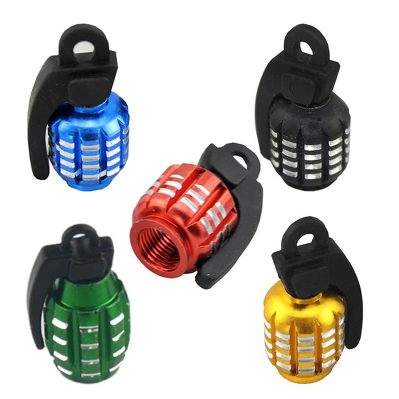 4pcs Car Tire Valve Cap Grenade Aluminum Alloy Tyre Valve Stem Cover Air Dust Cap Motorcycle Bike Truck Wheel Rim Valve Stem Cap