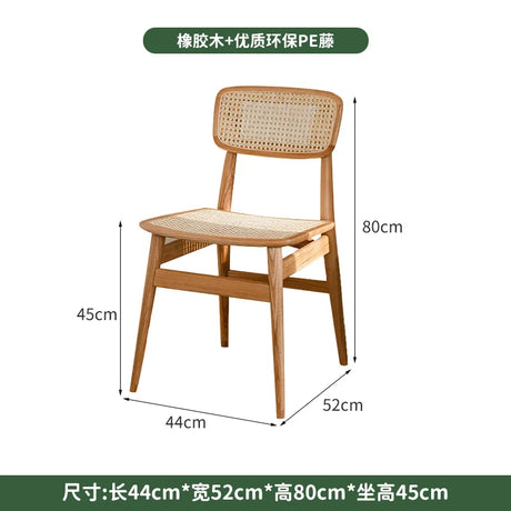 Solid Wood Leisure  Conference Chair Rattan Solid Wood Dining Chair with Backrest Commercial Table and Chair Combination