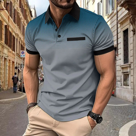 Summer Mens Lapel short-Sleeved T-shirt Contrasting Color polka dot Polo shirt sports Golf business Slim Polo shirt   S-3XL