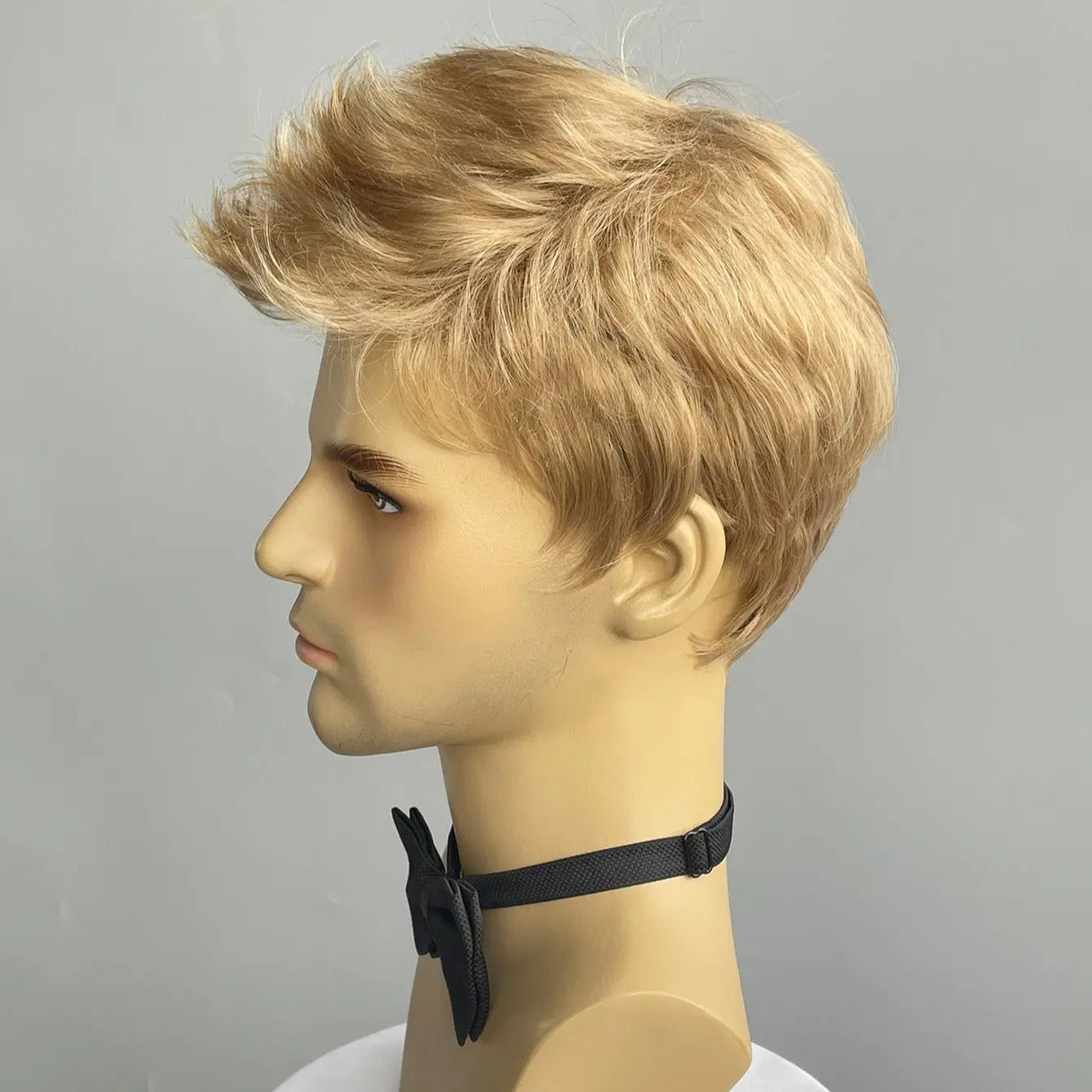 BCHR Short Men Blonde Wigs Synthetic Natural Straight Ombre Brown Roots Side Part Hairline Bangs Male Wig