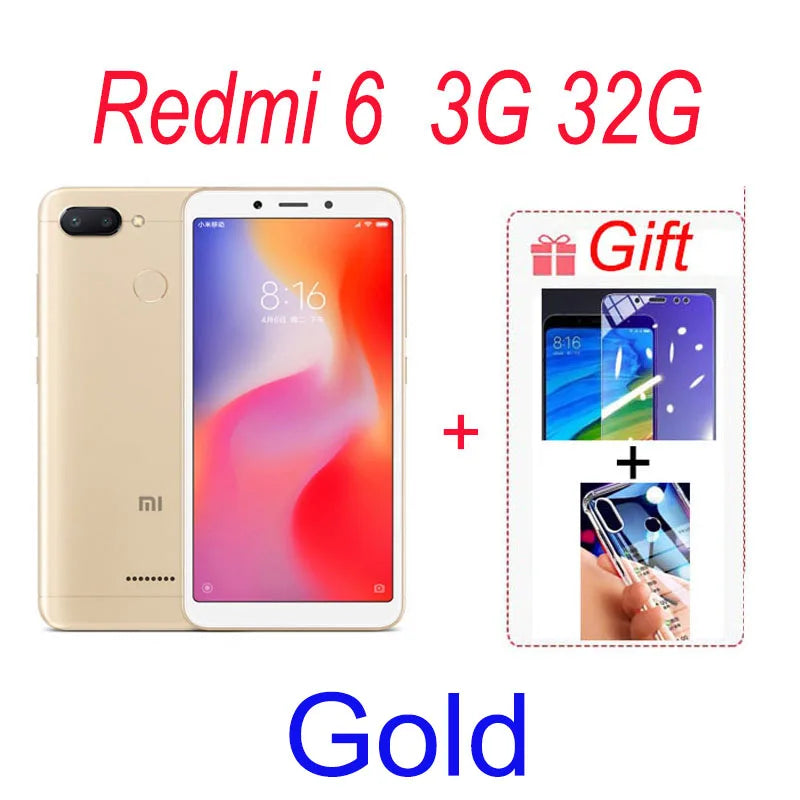 Original Smartphone Xiaomi Redmi 6A 3+32Gb Wholesale Xiaomi Mobile Phones Unlocked Android Google Play Redmi 6 Global Frimware