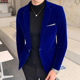 Autum Velvet Wedding Dress Coat Mens Blazer Jacket Fashion Casual Suit Jacket Stage DJ Men's Business Blazers Costume Homme