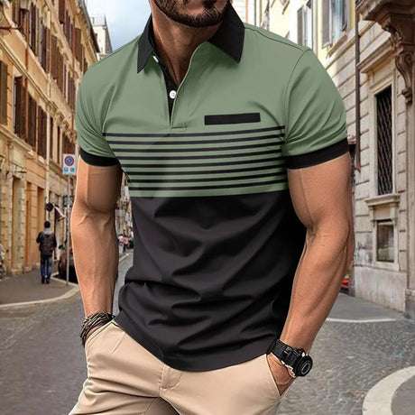 Summer 2024 New Men'S Polo Short Sleeve Lapel Button Solid Color Oversized Polo Shirt Fashion Casual Top S-3XL