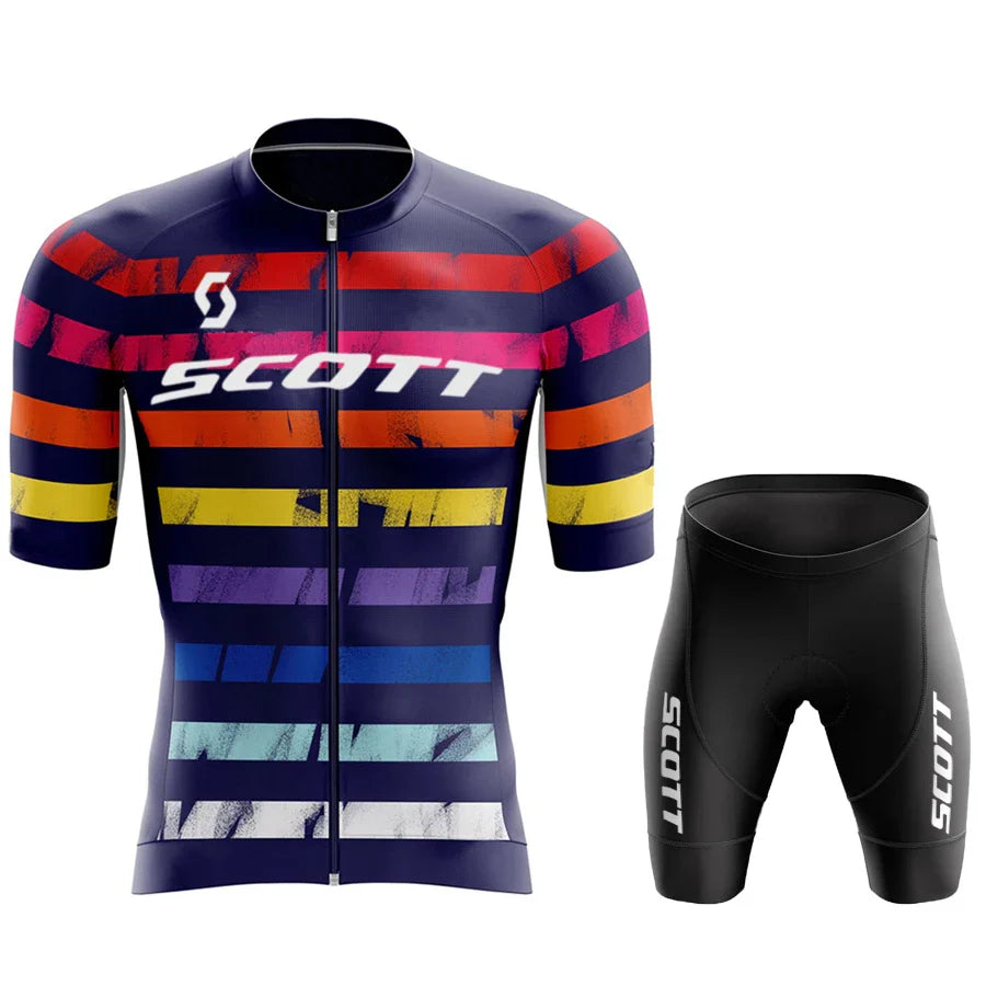 Men's Cycling Suit Jersey Mtb SCOTT Clothing Man Laser Cut Mens Sets Summer 2024 Complete Uniform Shorts Bib Short Jacket