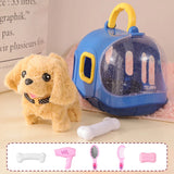 Children Pretend Play Pet Care Set Simulation Electric Plush Stuffed Dog Cat Rabbit Toy Walking Barking Education Toys for Girls