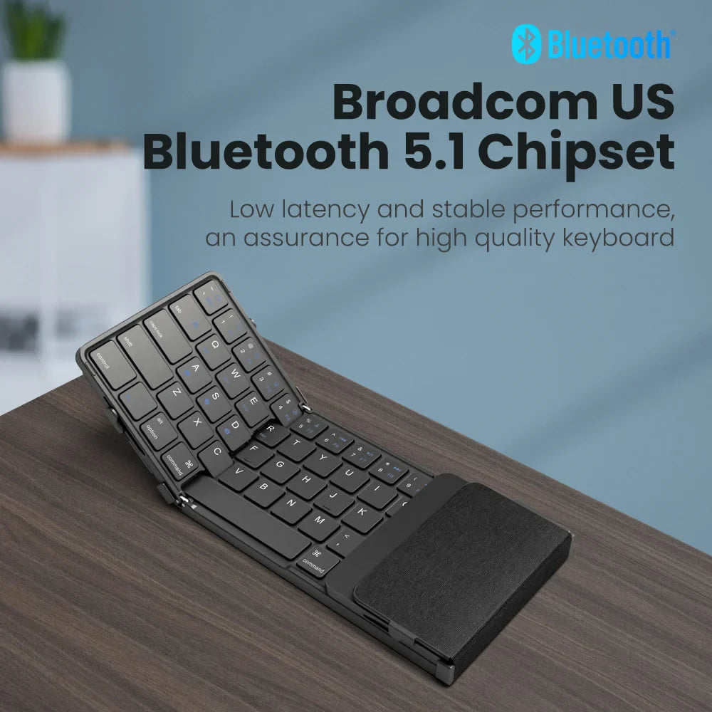 BOW Hebrew/Korea/Russia Wireless Folding Keyboard with Touchpad Rechargeable Foldable Bluetooth Keyboard for Tablet Ipad