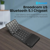 BOW Hebrew/Korea/Russia Wireless Folding Keyboard with Touchpad Rechargeable Foldable Bluetooth Keyboard for Tablet Ipad