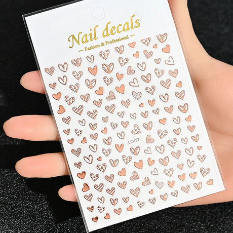 3D Gold Sun/Moon/Star Bronzing Nail Art Sticker 8*10cm Laser Star Moon Design Nail Decal Gold Silver Self-Adhesive Slider &*&