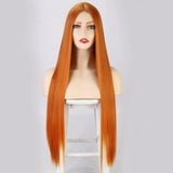 Peach Long Straight Red Pink Natural Hairline Wig For Fashion Ladies Heat Resistant Synthetic lace Wigs cosplay glueless wig