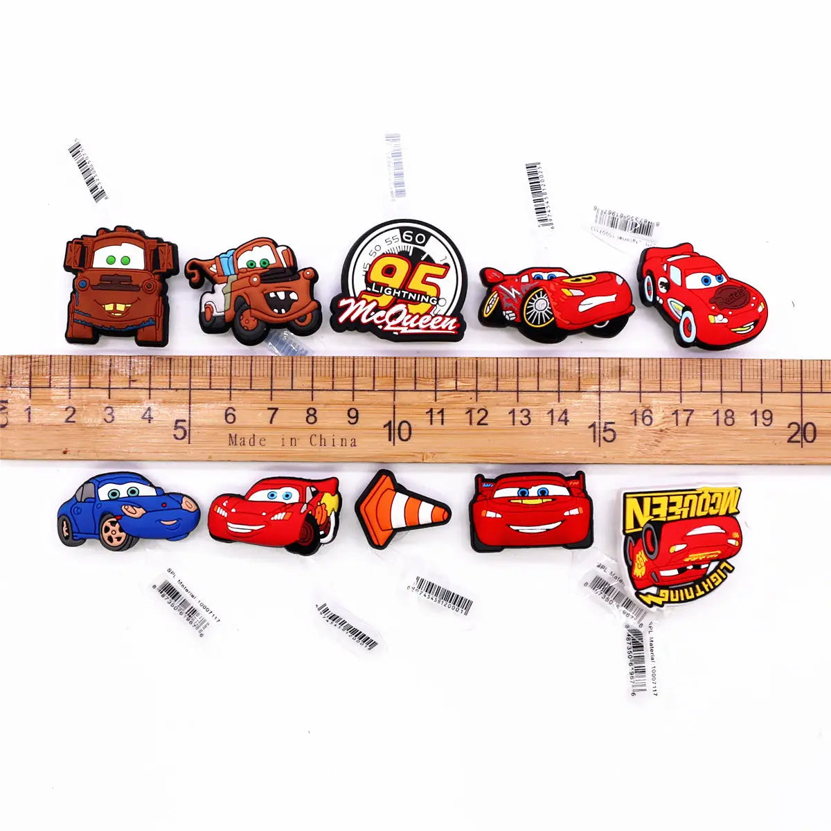 6 Pack Original Animation Movie Cars PVC Shoe Charms Accessories Lightning McQueen Jeans Clog Pins Kids Women Shoe Decorations