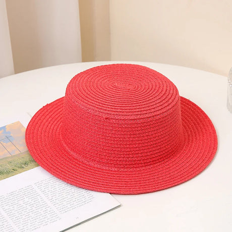 Summer Fashion Versatile Men's Women's Straw Hat Flat Top Fashion Sunscreen Foldable Fedora Beach Tourism Straw Hat Children