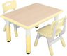 Kids Study Table and Chairs Set, Height Adjustable Plastic Children Art Desk with 2 Seats, Kids Multi Activity Table Set