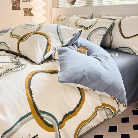 High-quality Home Pure Cotton Bedding Set 100% Cotton Skin-friendly Queen Duvet Cover Set with Sheets Comforter Cover Pillowcase