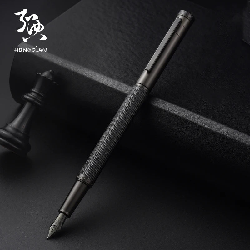 LT Hongdian Titanium Black Forest Pen Calligraphy Student Business Office Women Boxed 1850 Gift Ink Pen