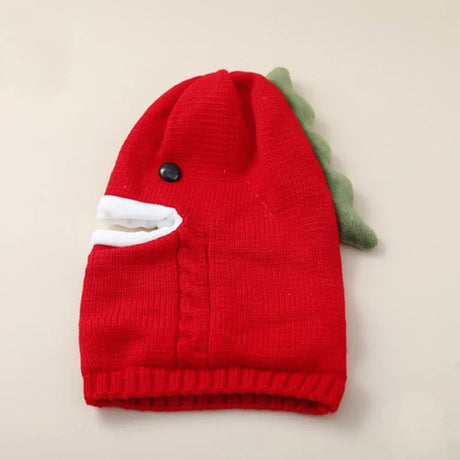 Doitbest Winter knit Baby Knitted Hat scarf one-piece Hats Kids Girl Boy Beanies Caps Warm dinosaur Earflap Hats for Children