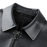 Genuine Leather Clothes Men's Stand Collar Luxury Leather Jacket Autumn and Winter plus Velvet Warm Leisure Simple Leather Coat