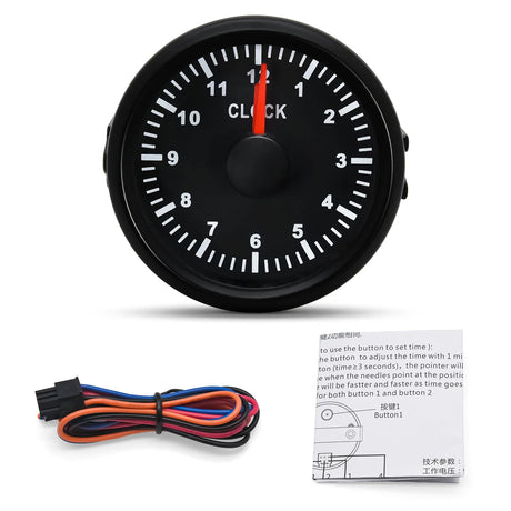 0-12 Hours HourMeters 2" 52mm Clock Gauges with Red Backlight Instrument Show Clock Meters for Car Boat Yacht RV 9-32V