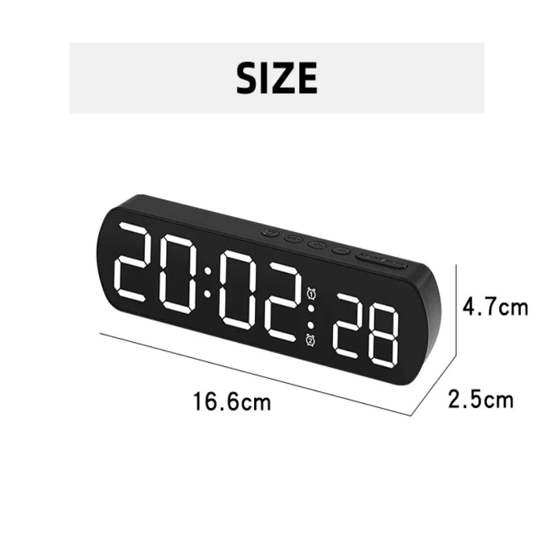 Voice Control Digital Alarm Timer Clock Temperature Dual Alarm Desktop Table Clock Night Mode 12/24H LED Clock Watch Desk Clock