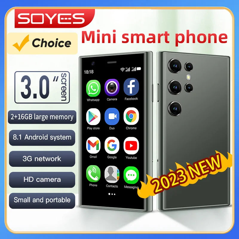 SOYES S23 Pro Mini Smartphones Android 8.1 Dual SIM 3.0'' HD 1000mAh Battery WIFI Bluetooth 3G Small Mobile Phone 2GB+16GB