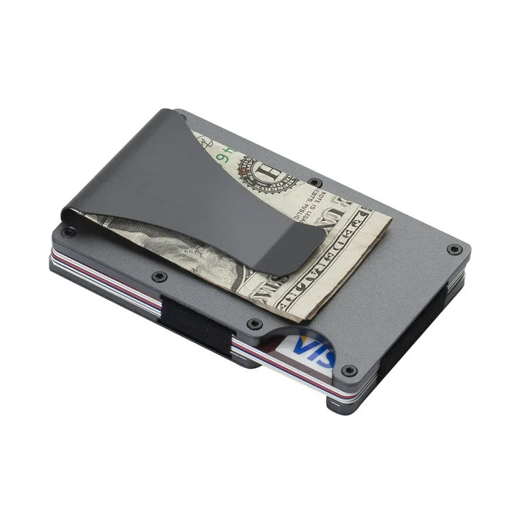 Dropshipping Aluminium Credit Card Holder for Men Wallet New Minimalist Rfid Blocking Slim Anti Protect Metal Cardholder Clip