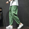 100% Cotton Summer Casual Pants Man Trendy Japanese Cropped Pants Loose Pants Men 5xl