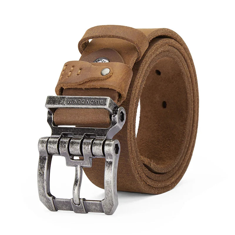 BISONDENIM Men Belt Male High Quality Leather Belt Men Male Genuine Leather Strap Luxury Pin Buckle Fancy Vintage Jeans W71792