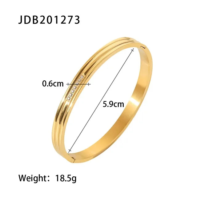 Youthway 18k Gold Stainless Steel Bangles Winter Stacking Cubic Zirconia Opening Bracelet for Women Jewelry Gift 2022 NEW