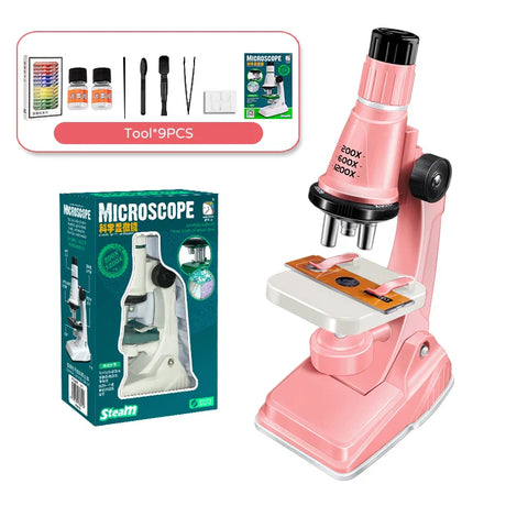 Children Science Biological 200x 600x 1200x Pocket Microscope Set Lab With LED Refined Instruments Montessori Education Toy