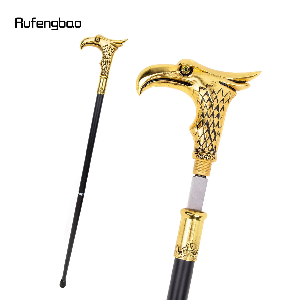 Golden Eagle Walking Stick with Hidden Plate Self Defense Fashion Cane Plate Halloween Cosplay Crosier Vampire Stick 93cm