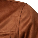 2023 New Autumn Winter Suede Leather Jacket Men Fashion Luxury Casual Turn Down Collar Men's Jacket