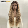 FREEDOM Synthetic Lace Wig Long Deep Wavy Ombre Blonde Ginger Lace Wigs For Black Women Heat Resistant Cosplay Wigs